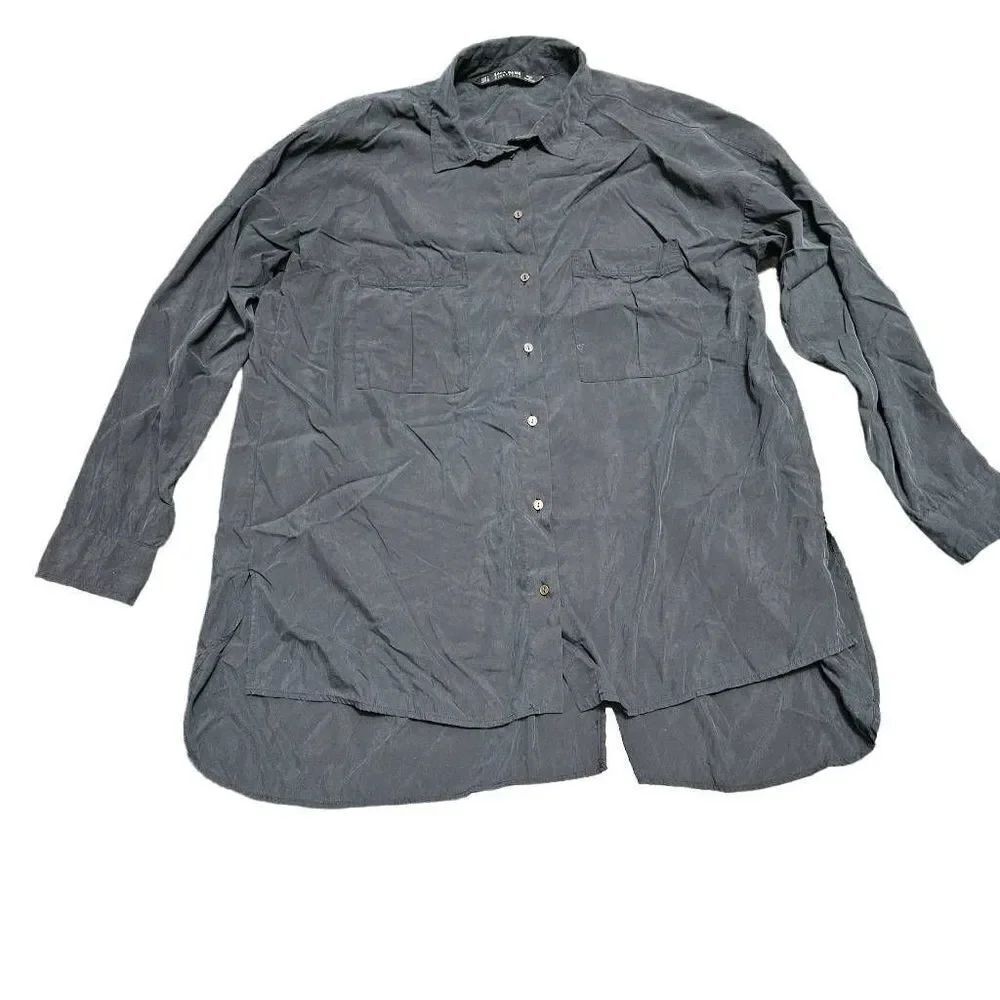 Zara black button down blouse for women